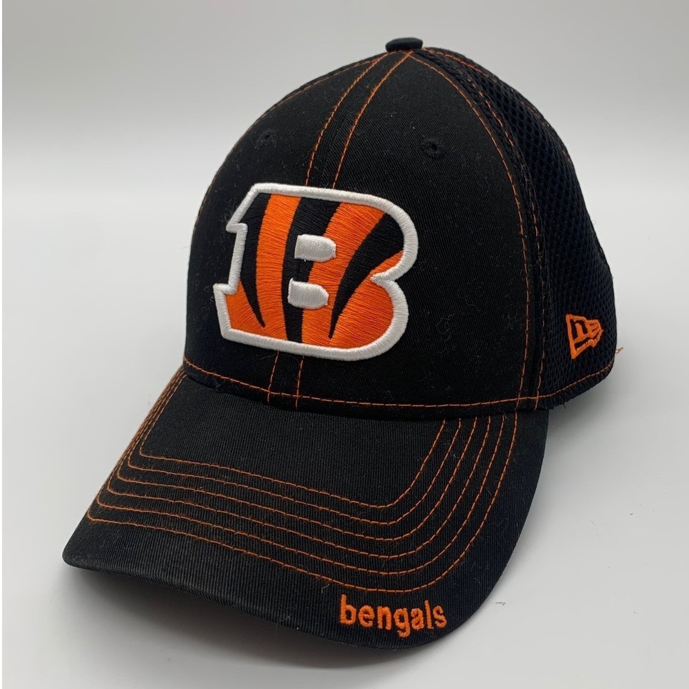 Cincinnati Bengals Hat NFL M/L‎ Black Orange 39THIRTY Mesh Stretch Fit New Era